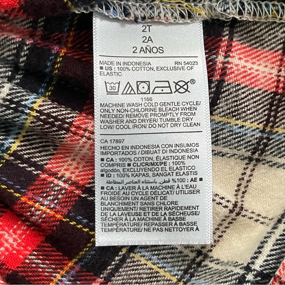 NWT Old Navy Plaid Flannel Smocked Neck Button Front 2T Toddler Dress - Picture 6 of 6